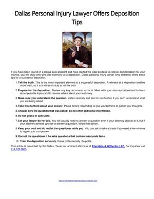 Dallas Personal Injury Lawyer Offers Deposition 