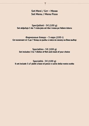 Restoranski Meni - Restoran Samba, Bar - Montenegro