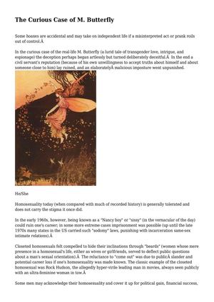 The Curious Case of M. Butterfly