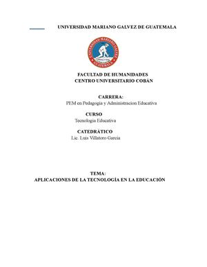 APLICACIONES DE LA TECNOLOGÍA EN LA EDUCACIÓN 