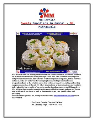 Sweets Suppliers in Mumbai - MM Mithaiwala