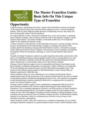 The Master Franchise Guide: Basic Info On This Unique Type of Franchise Opportunity | OpenWorks