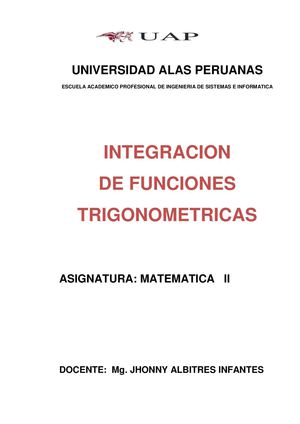 INTEGRACIÓN DE FUNCIONES TRIGONOMETRICAS