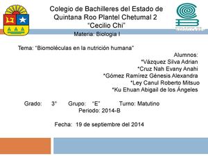 Biomoléculas en la nutrición humana 