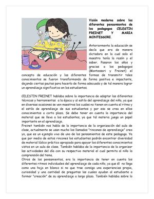 Ensayo sobre la pedagogía de freinet y Montessori 