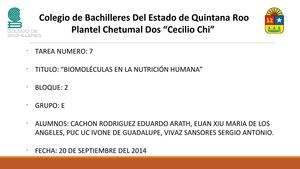 “BIOMOLÉCULAS EN LA NUTRICIÓN HUMANA”