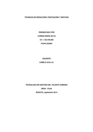 TECNICAS DE REDACCIÓN, PUNTUACIÓN Y SINTAXIS