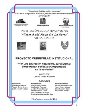 PROYECTO CURRICULAR DE LA IE 20786 VILCAHUAURA