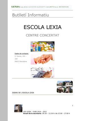 Butlletí Informatiu Curs 2014 2015