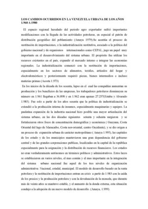 Los cambios ocurridos en la Venezuela Urbana de 1960 a 1980