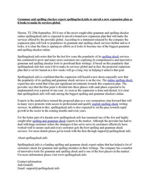 Grammar and spelling checker expert spellingcheck.info to unveil a new expansion plan as it looks to make its services global