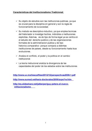 caracteristicas del institucionalismo