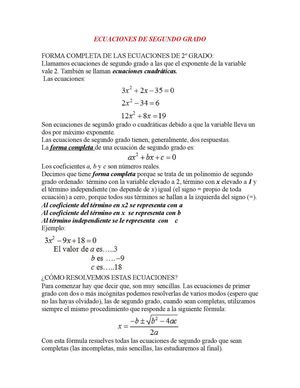 Ecuaciones de segundo grado