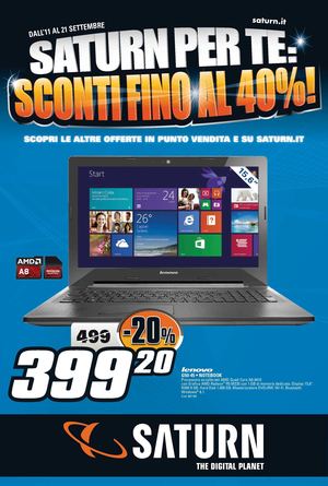 Volantino Saturn dal 11/9 al 28/09/2014
