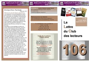 Club des lecteurs de septembre, lettre 106