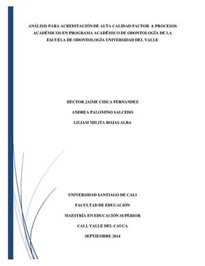 Factor 4. Acreditación de Alta Calidad Odontología Univalle