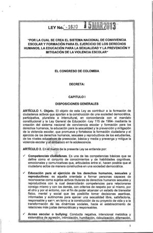 ASPECTOS LEGALES DE LA LEY DE CONVIVENCIA ESCOLAR