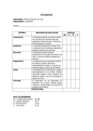 Rúbrica fotocuento pdf