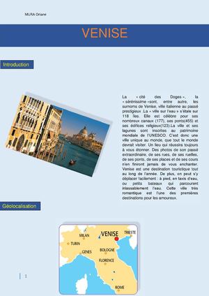 Fiche de la ville de Venise