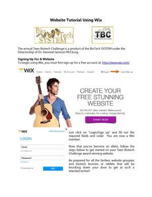 Wix  for Website Design Grade 8 