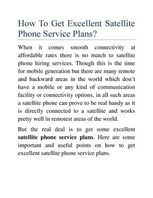 Select the Best Satellite Phone Service Plans-Satellitephonerental