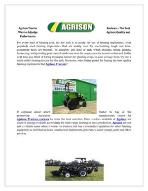 Agrison Tractors Reviews