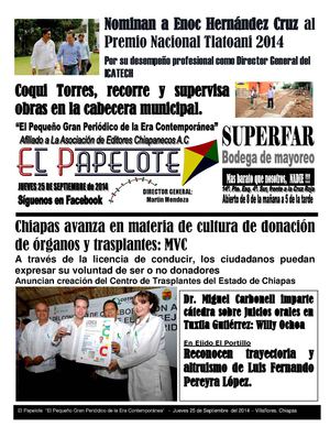 Nominan a Enoc Hernández Cruz al Premio Nacional Tlatoani 2014 - El Papelote 25 de septiembre del 2014 JUEVES