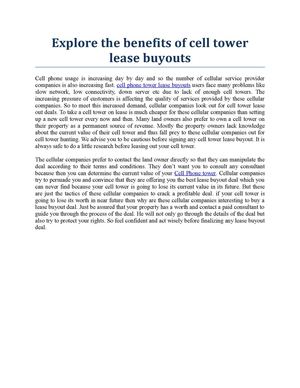 Explore the benefits of cell tower lease buyouts