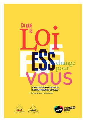 Ce que la loi ESS change pour vous - CNEI Mouves - Septembre 2014