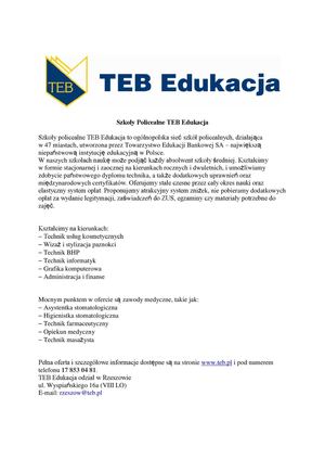Szkoły Policealne Edukacja TEB