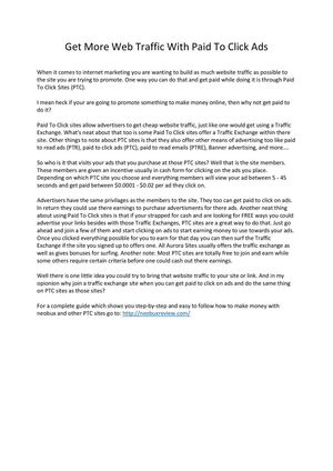 Get More Web Traffic With Paid To Click Ads