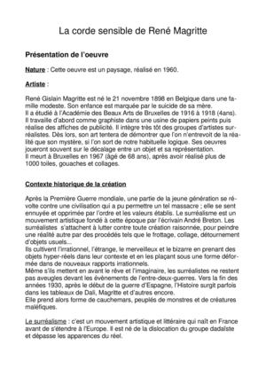 histoire des arts : la corde sensible de magritte