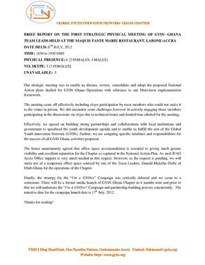 GYIN Ghana 1st Strategy Meeting