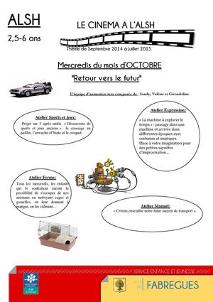 Programme des mercredis de l'ALSH 2,5-6ans - Octobre 2014