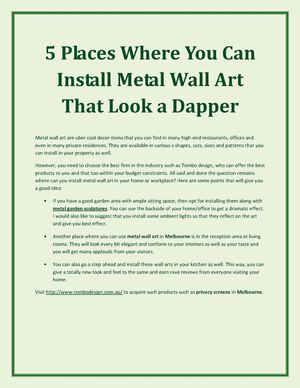 5 Places Where You Can Install Metal Wall Art That Look a Dapper