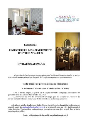 Le Palais de Compiègne ouvre deux appartements d'invités