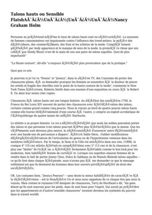 Talons hauts ou Sensible FlatshA�Un�|Un�Un�Nancy Graham Holm