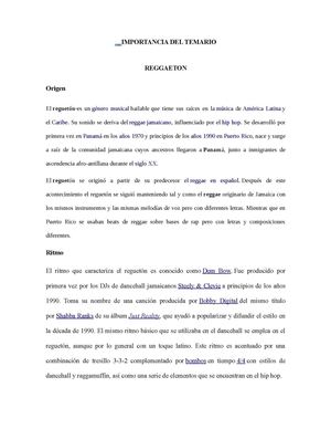 Importancia Del Temario Reggaeton