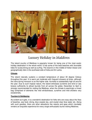Luxury Holiday in Maldives