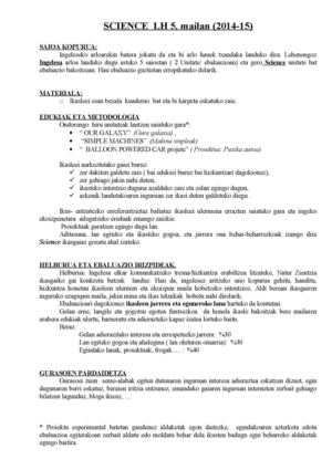 SCIENCE  & English LH 5 euskeraz eta gazteleraz 14 15