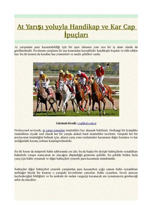 At Yarışı yoluyla Handikap ve Kar Cap İpuçları