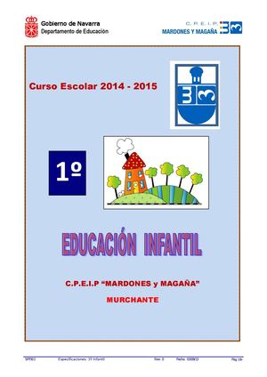 Especificaciones 1º E.I.