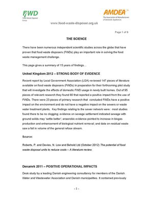 Broyeurs d'évier - Résumé d'études scientifiques (en anglais)