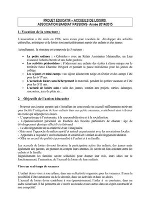 PROJET EDUCATIF 