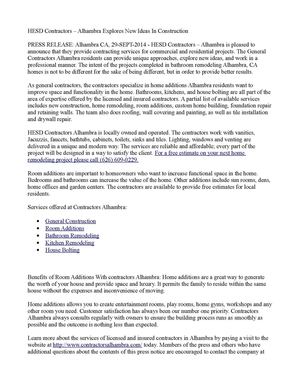 HESD Contractors – Alhambra Explores New Ideas In Construction