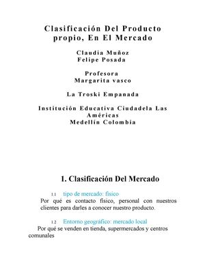 Clasificación Del Producto Propio 11 2