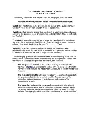 Scientific Methodology General Ideas