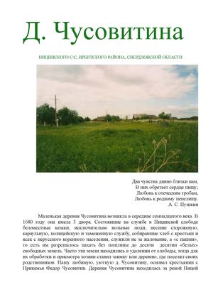 д. Чусовитина Ирбитского района Свердловской области