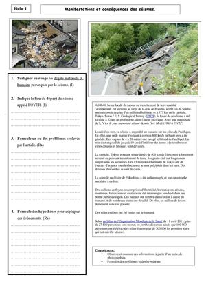 Fiche 1 Conséquences des séismes