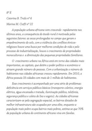 Principais características do processo de urbanização africano